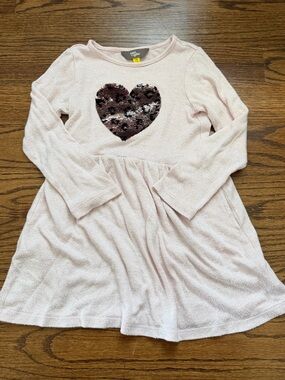 Cat & Jack Pink Heart Sequin Girls' Long-Sleeve Casual Dress